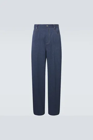 Bottega Veneta Pantalones anchos en dril de algodón y lana