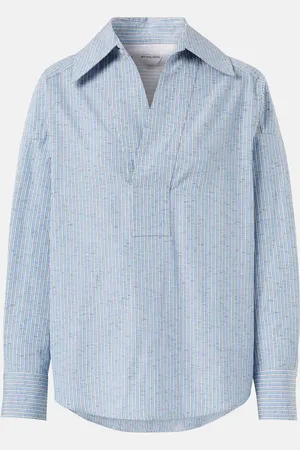 Bottega Veneta Blusa en mezcla de algodón y lino a rayas
