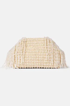 Self-Portrait Clutch de rafia adornado con flecos