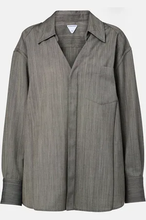 Bottega Veneta Camisa de lana a rayas adornada