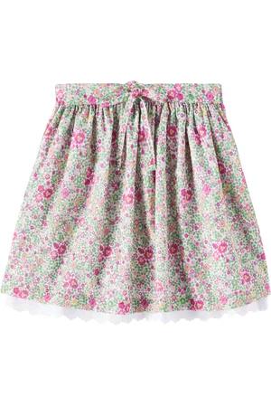 La Coqueta Falda Luna de algodón floral con encaje