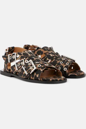 Ganni Sandalias con estampado de leopardo