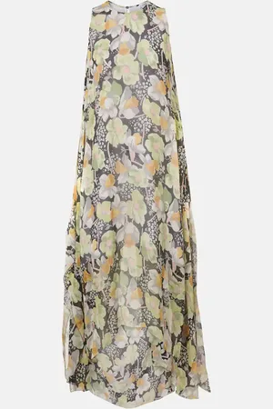 Loewe Vestido largo asimétrico de seda floral