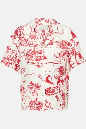 ASCENO Camisa bowling Pragua de sarga de seda