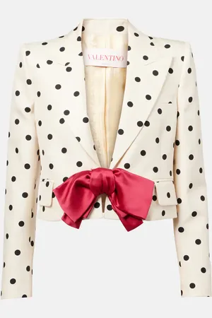 VALENTINO Chaqueta cropped de seda con lunares