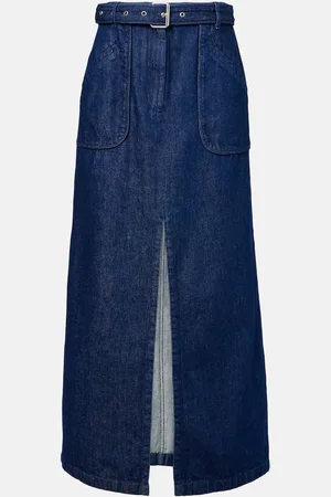 DRIES VAN NOTEN Falda larga de denim con cinturón