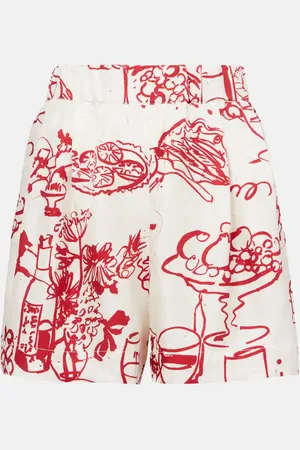 ASCENO Shorts Zurich de sarga de seda estampados