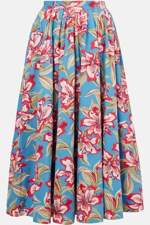 Ralph Lauren Falda midi de algodón fruncida floral