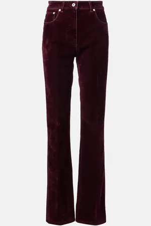 Salvatore Ferragamo Pantalones rectos de terciopelo de tiro medio