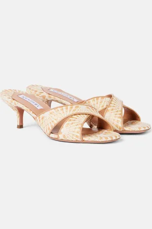 Aquazzura Mules Divine 50 de rafia con piel