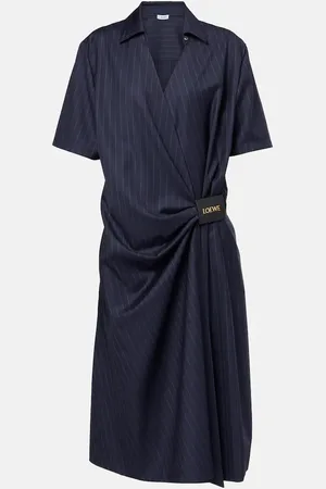 Loewe Vestido envolvente de lana fruncido