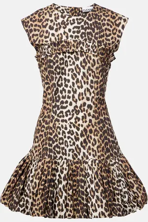 Ganni Vestido con corsé de algodón estampado