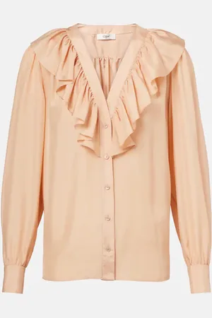 Chloé Chloé Blusa de seda habotai con volantes