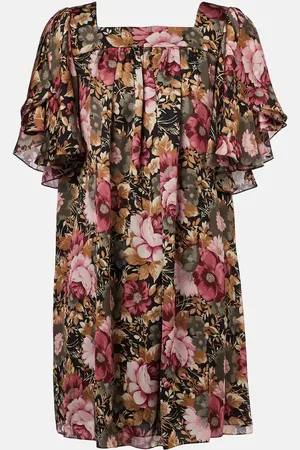 Chloé Chloé Vestido corto en gasa de seda floral