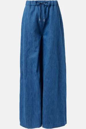 GABRIELA HEARST Pantalones anchos Gelos de algodón y lino