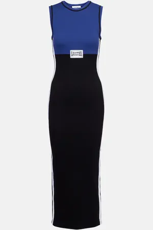 Jean Paul Gaultier Vestido midi acanalado en mezcla de algodón