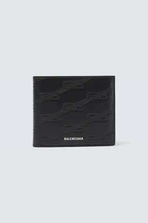 Balenciaga Cartera plegable de piel con BB