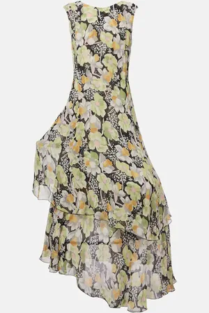 Loewe Vestido largo asimétrico de seda floral