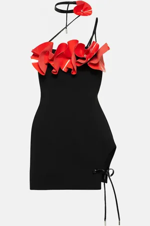 DAVID KOMA Vestido corto de crepé de lana