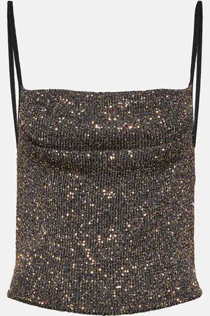 Altuzarra Crop top Diaplo de punto metalizado