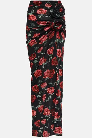 MAGDA BUTRYM Falda larga drapeada de jersey floral