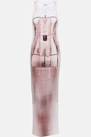 Jean Paul Gaultier Vestido en mezcla de algodón con trampantojo