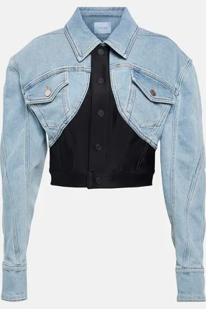 MUGLER Chaqueta cropped con paneles en denim