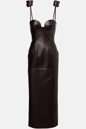 MAGDA BUTRYM Vestido bustier de piel con apliques florales