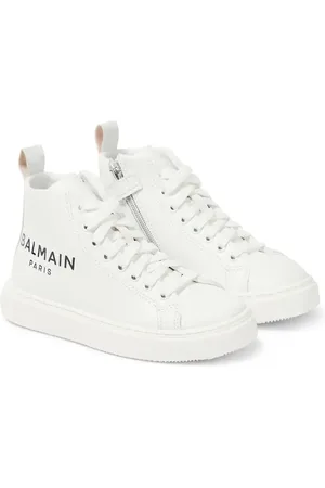 Balmain Zapatillas altas de piel con logo