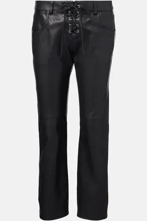 Isabel Marant Pantalones rectos Vanel de piel de tiro medio