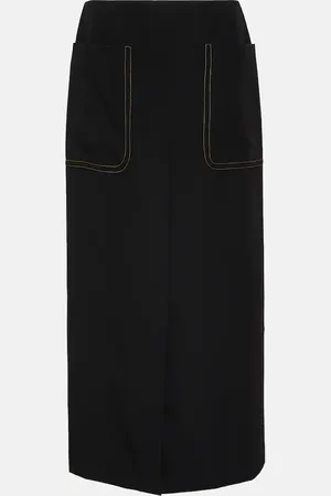 DRIES VAN NOTEN Falda midi de lana de tiro alto