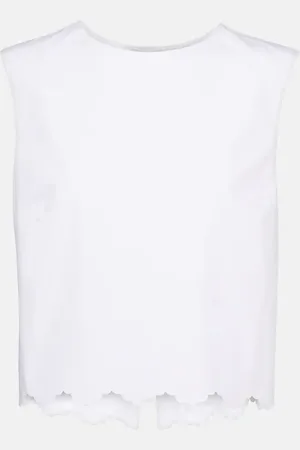 Patou Crop top de popelín de algodón festoneado