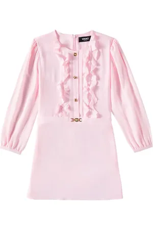 VERSACE Vestido en crepé de china con volantes