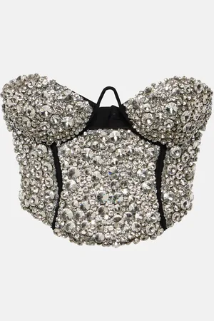 AREA Top bustier con cristales
