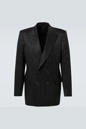 Tom Ford Blazer cruzado en lamé de lana y seda a rayas