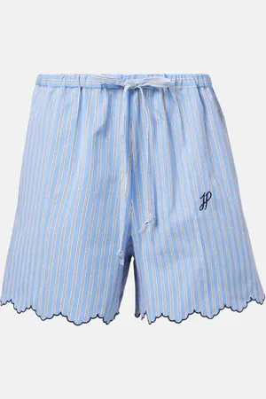 Patou Shorts de popelín de algodón festoneados