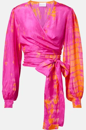 ANNA KOSTUROVA Top envolvente de seda tie-dye