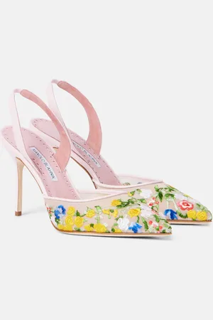 Manolo Blahnik Salones destalonados Jardoline 90 con piel