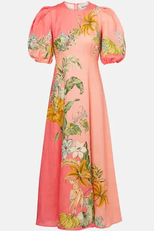 ALÉMAIS Alémais Vestido largo Anika de lino floral