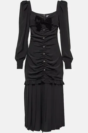 Alessandra Rich Vestido midi de satén de seda fruncido