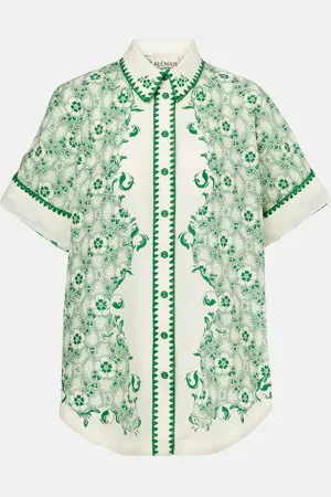 ALÉMAIS Alémais Camisa Olive de algodón y seda estampada