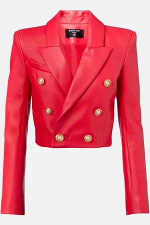Balmain Chaqueta cropped de piel