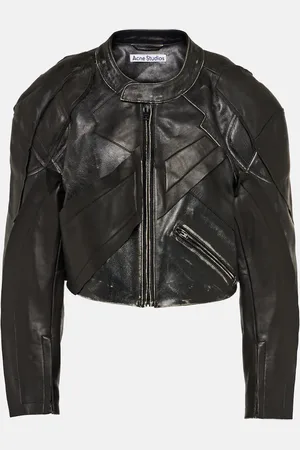 Acne Studios Chaqueta biker de piel con patchwork