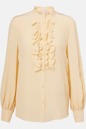 VALENTINO Blusa en crepé de seda con volantes