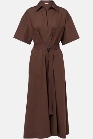 Brunello Cucinelli Vestido envolvente de algodón con cinturón