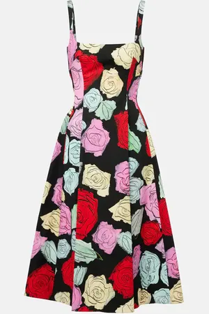 Marni Vestido midi de popelín de algodón floral