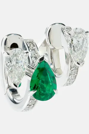 Repossi Pendiente único Serti Sur Vide de oro de 18 ct con diamantes y esmeralda