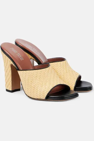 PARIS TEXAS Mules Ava 100 de rafia y piel