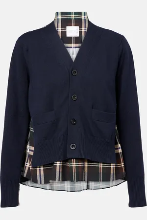 SACAI Cárdigan en mezcla de algodón a cuadros