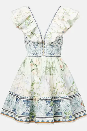 Camilla Vestido corto de algodón con cristales